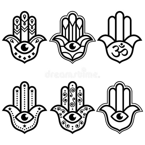 Hamsa Hand Seamless Vector Pattern Khamsa Or Hand Of Fatima Gray