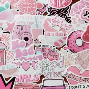 Pink Aesthetic Sticker Pack Vinyl Waterproof Visco Sticker Etsy