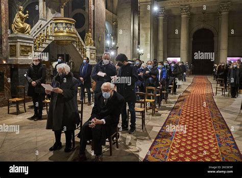 People Attend The Midnight Mass At The Saint Sulpice Church In Paris On December 24 2020