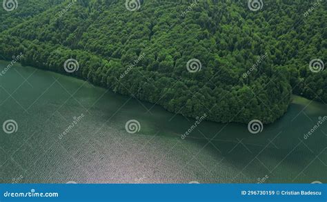 The Vidraru Hydroelectric Dam Seen From The Drone Huge Mountain Lake