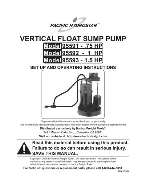 PDF VERTICAL FLOAT SUMP PUMP Harbor Freight Toolsmanuals