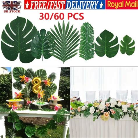 Pcs Tropical Large Artificial Palm Leaves Foliage Luau Hawaiian Party