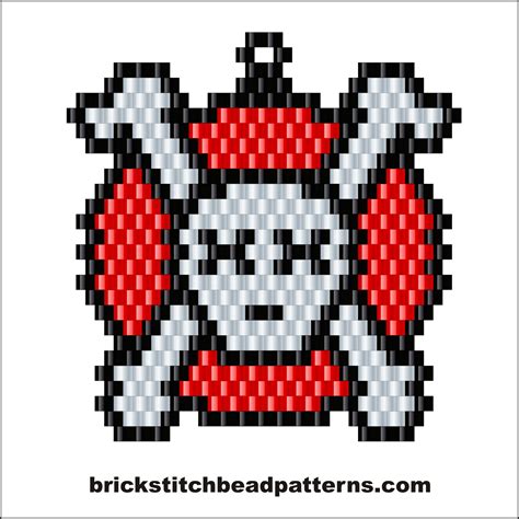 Brick Stitch Bead Patterns Journal Skull And Crossbones Halloween Free