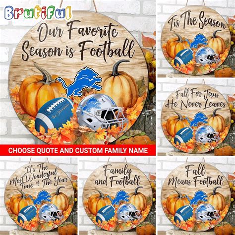 Nfl Detroit Lions Pumpkin Custom Wooden Sign Sport Football Home