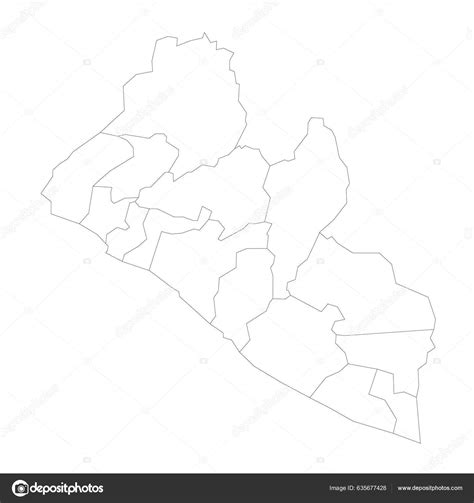 Liberia Political Map Administrative Divisions Counties Blank Outline