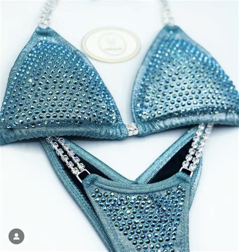 Custom IFBB Pro NPC Bikini Light Blue Size Small Swarovsk Wozniak