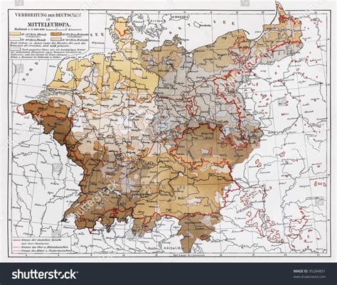 Vintage Map Representing Distribution Germans Central Stock Photo ...