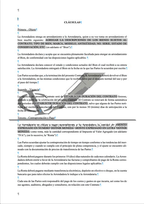 Contrato De Arrendamiento De Bienes Muebles Contratos Intercompañía