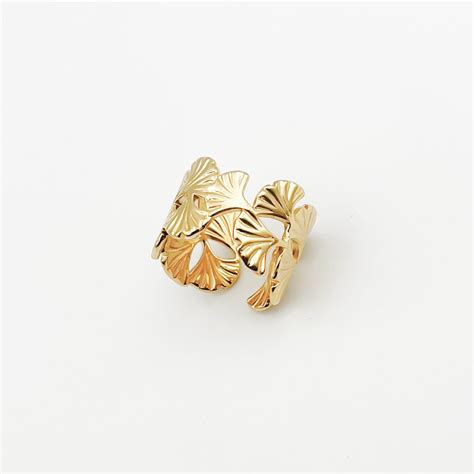 Bague Ginkgo En Acier Inoxydable La Boutique De Cha