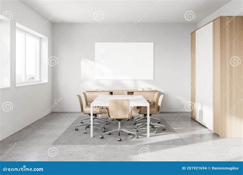 Modern White Meeting Room Interior With Poster Stock Illustration