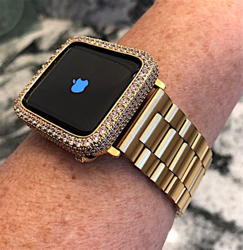 Yellow Gold Apple Watch Band And Or Lab Diamond Bezel Iwatch Etsy