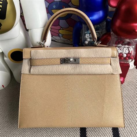 Qatar Hermes Kelly 25cm 14 beige 杏色 Lizard 原裝進口蜥蜴皮 銀扣 PHW Qatar Kuwait