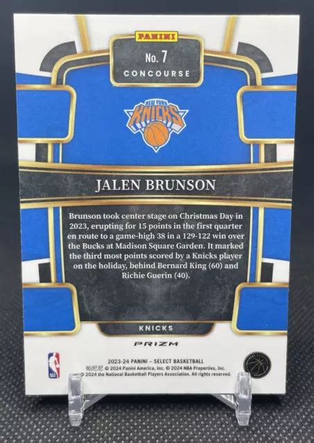 2023 24 PANINI SELECT Jalen Brunson Scope Prizm Concourse 7 New York