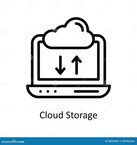 Cloud Storage Vector Outline Icon Style Illustration Eps 10 File Stock