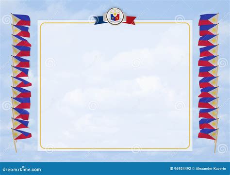 Frame And Border With Flag And Coat Of Arms Philippines 3d