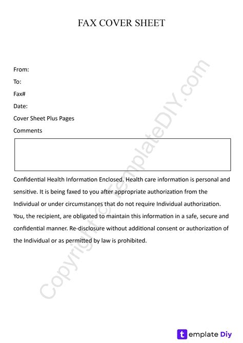 Medical Fax Cover Sheet Template Printable PDF, Word