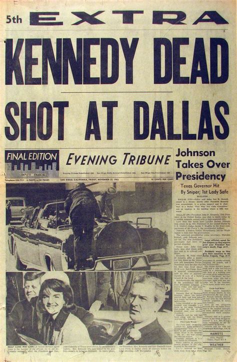 Kennedy Assassination Texas Governor Vintage Newspaper Newspaper