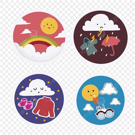 Cute Weather Clipart Vector The Cute Weather Stickers Weather