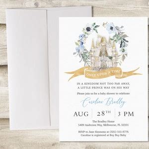 Once Upon A Time Baby Shower Invitation Castle Prince Couples Baby