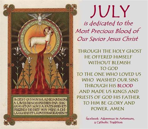 July Month Dedicated To The Most Precious Blood Of Jesus