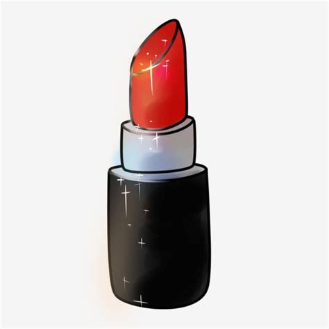 Lápiz Labial Rojo Tubo Negro Lápiz Labial Brillante Ilustración De