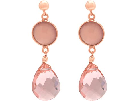 Gemshine Damen Ohrringe Rosa Chalcedon Und Rosenquarz Tropfen 925