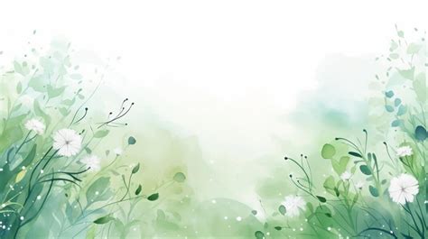 Download Watercolor Background With White Flowers And Green Grasses