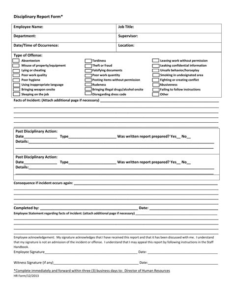 Free Disciplinary Report Forms In Ms Word Pdf Google Docs