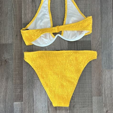 Missguided Swim Missguided Yellow Smocked Bikini Set Poshmark