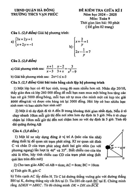De Giua Ki 1 Toan 9 Nam 2024 2025 Truong Thcs Van Phuc Ha Noi THCS