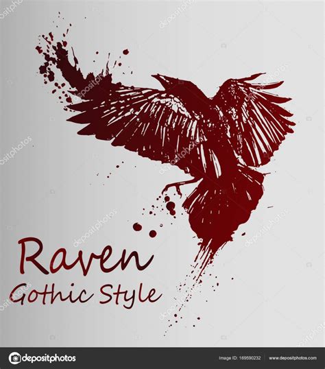 Crow tattoo - dark red gradient sketch Stock Vector Image by ©Littlemagic #169590232