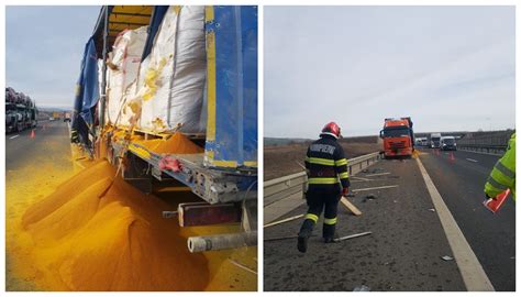 Foto Accident Ntre Dou Autocamioane Pe Autostrada A Pe Sensul Sebe