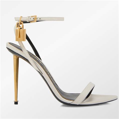 Tom Ford Padlock Pointy Naked Sandal Size 36 Chalk Gem