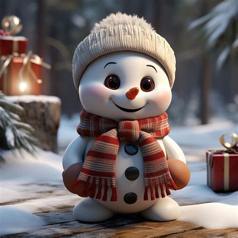 Premium Ai Image Illustration Of A D Snowman With Christmas