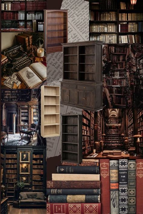 book shelf library interior inspo interior design mood board