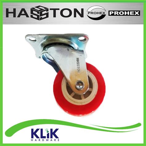 Jual Hasston Prohex Roda Caster Kastor Pu Nylon Merah Hidup Putar