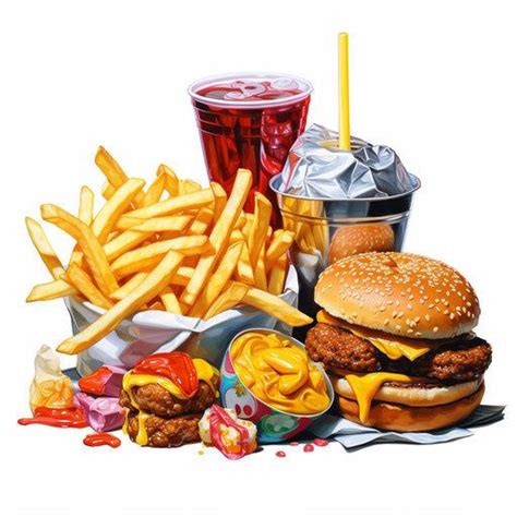 Junk Food Clipart Oil Painting Style 4K SVG In 2024 Food Clipart