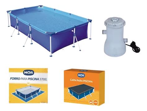 Kit Piscina Estrutural 3700 Litros Capa Forro Filtro