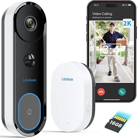 Amazon Litokam 2K Video Doorbell Camera Battery Powered Doorbell