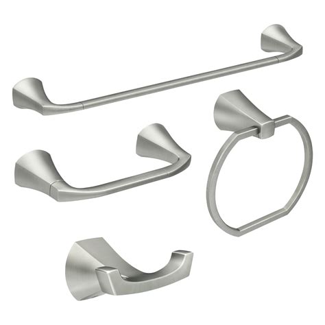 Shop Moen Lindor Brushed Nickel 4 Piece Bath Hardware Set With 18 In