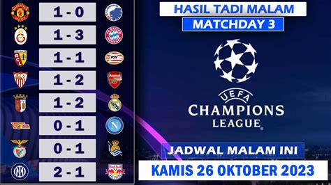 Hasil Liga Champion Matchday Dan Jadwal Malam Ini Youtube