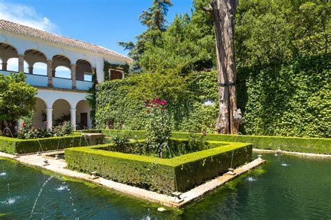 Gardens and Fountains in Alhambra Palace Stock Image - Image of ...