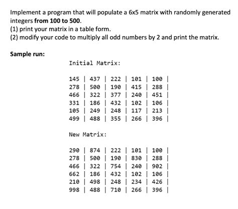 Solved Implement A Program That Will Populate A Matrix Chegg