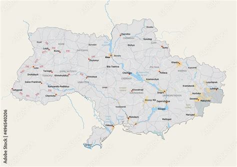 Isolated Map Of Ukraine With Capital National Borders Important