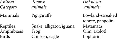 List of Animals and their Taxonomic Classification | Download ...