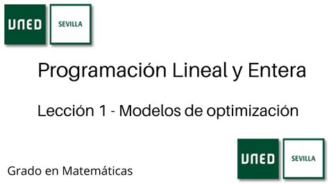 Lecci N Modelos De Optimizaci N Programaci N Lineal Y Entera