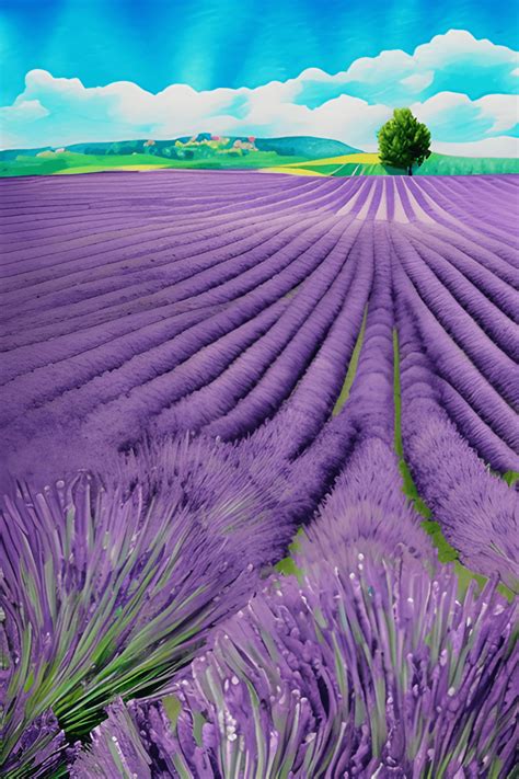 Beautiful Lavender Field Landscape · Creative Fabrica