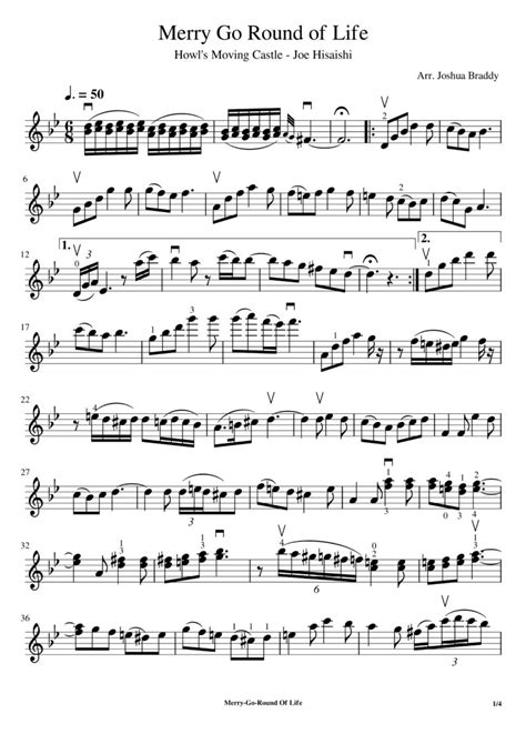 Merry Go Round Of Life Violin Solo Sheet Music ESheetMusics