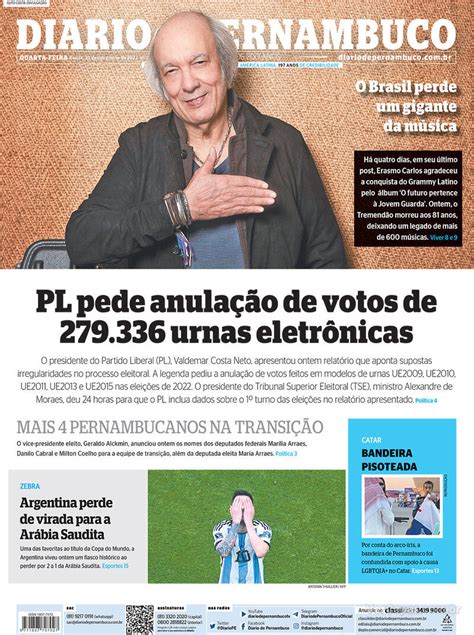 Capa Diario De Pernambuco Quarta De Julho De