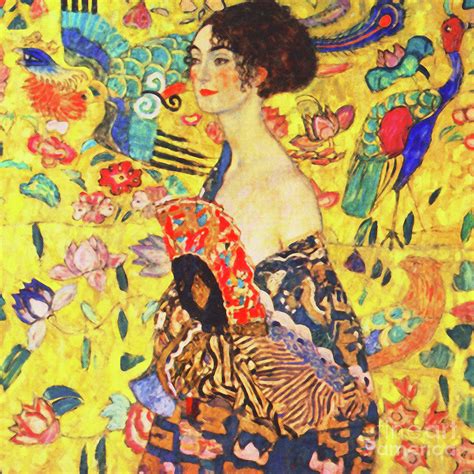 Remastered Art Dame Mit Facher Aka Lady With Fan By Gustav Klimt